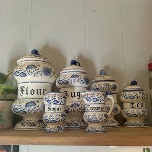 50's Vintage Arnart Blue Onion Canister Set
